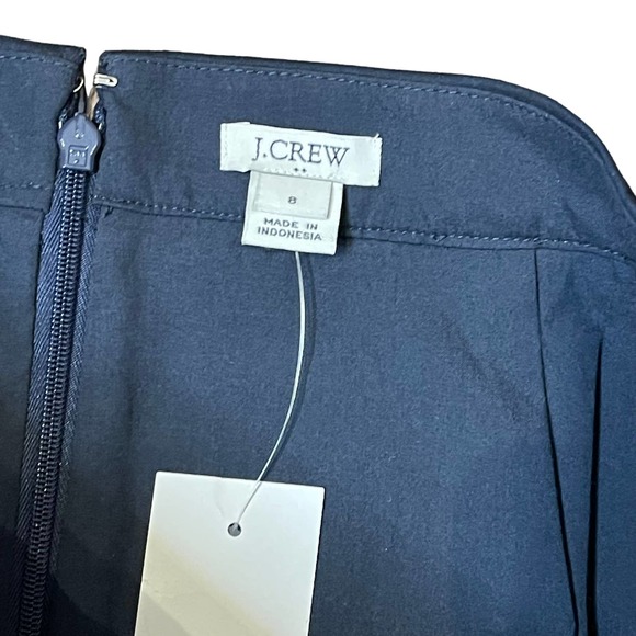 J. Crew Women’s Navy Blue Ruffle Hem Mini Skirt Back Zip Stretch Size 8 NWT - Picture 6 of 8